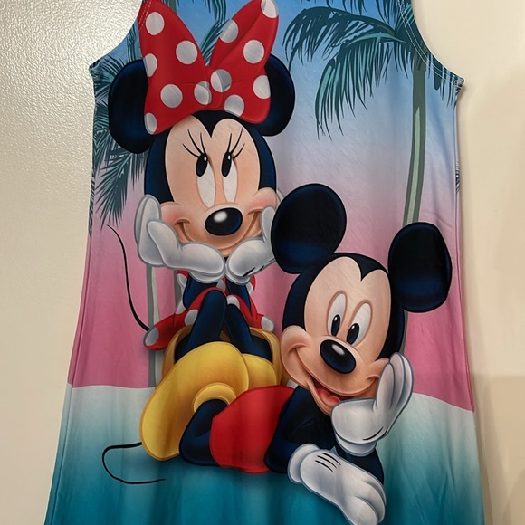 NWT DISNEY MICKEY & MINNIE MOUSE TANK DRESS GIRLS M 7-8 BEACHY SUMMER STRETCH - Picture 2 of 8